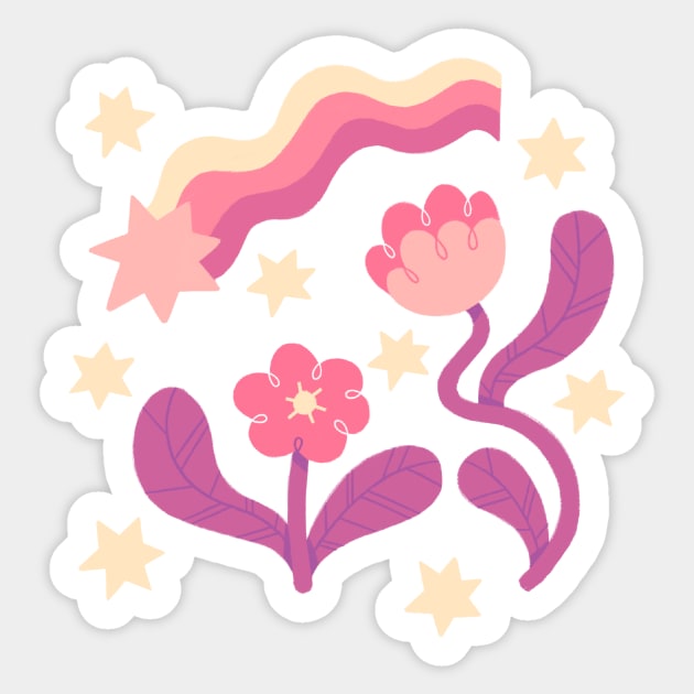 Flowers and Stars Sticker by Niamh Smith Illustrations